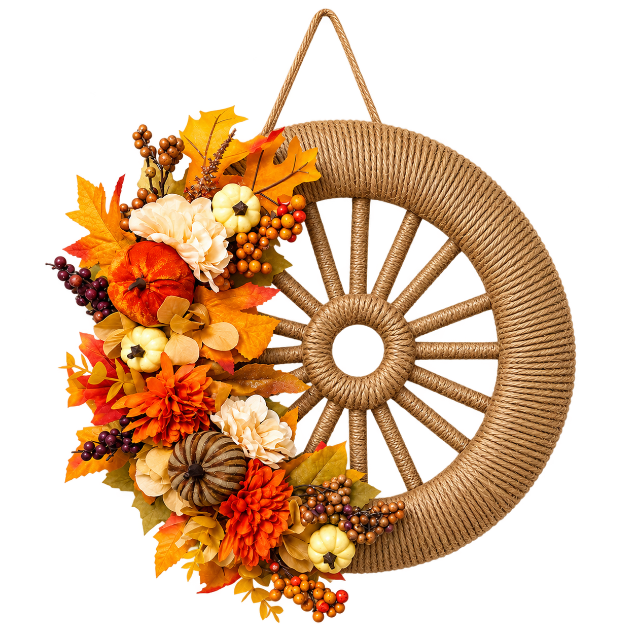 Autumn floral wheel wreath